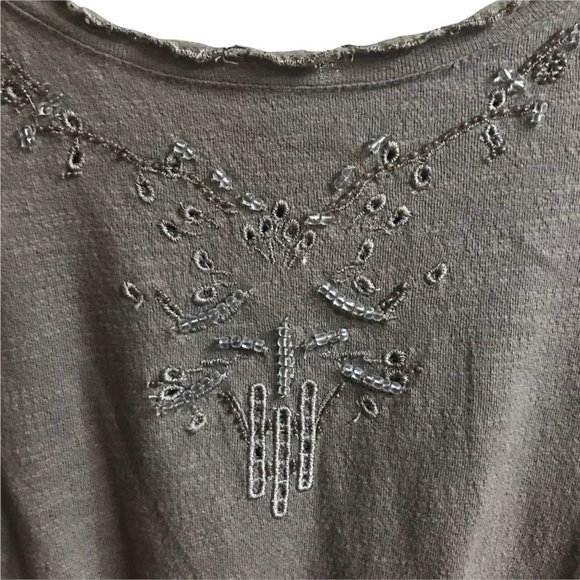 Free People Slub Top Blouse Embellished Women Size Small Green 100% Cotton - Picture 3 of 8